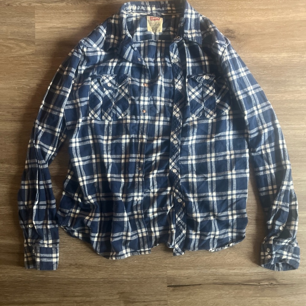 Levi's Navy and White Checkered Shirt